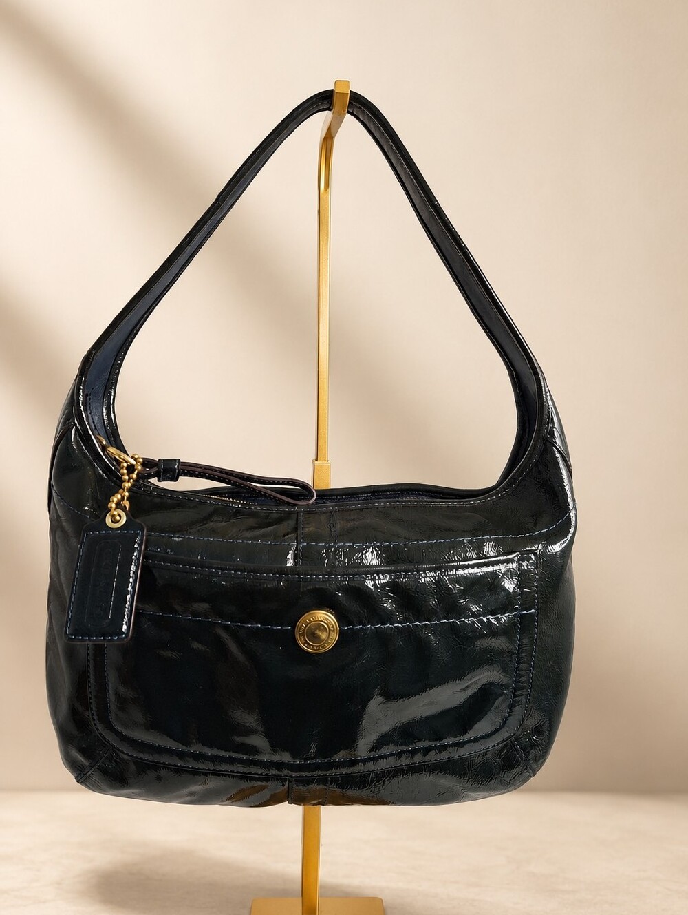Coach Ergo Dark Green Patent Leather Large Hobo Shoulder Bag
